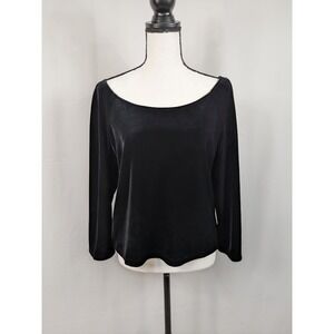 JR Nites By Caliendo Velvet Long Sleeve Top Size XL Black Goth Emo Grunge A094